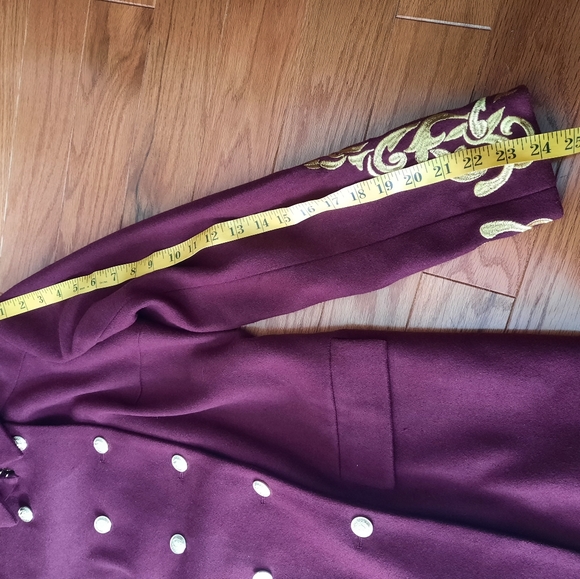 Burgundy embroidered pea coat - Picture 10 of 12